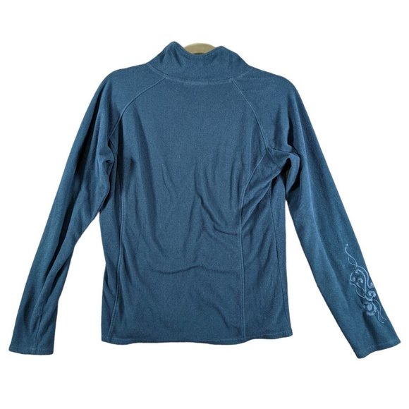 Athleta Fleece Pullover Womens Medium Blue Embroidered Sleeve Lightweight - Picture 2 of 13